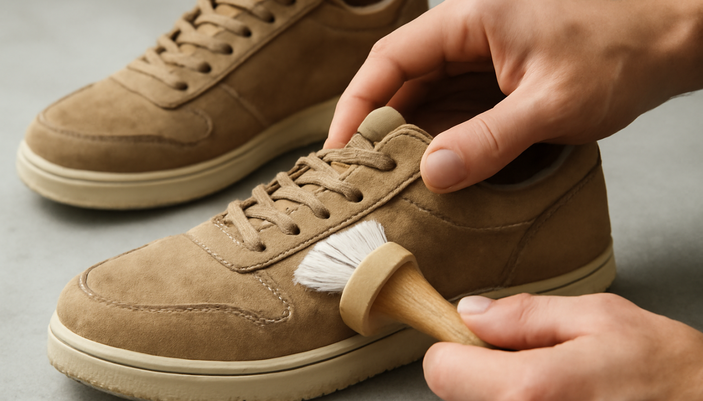 nettoyage de sneakers en nubuck avec brosse spéciale