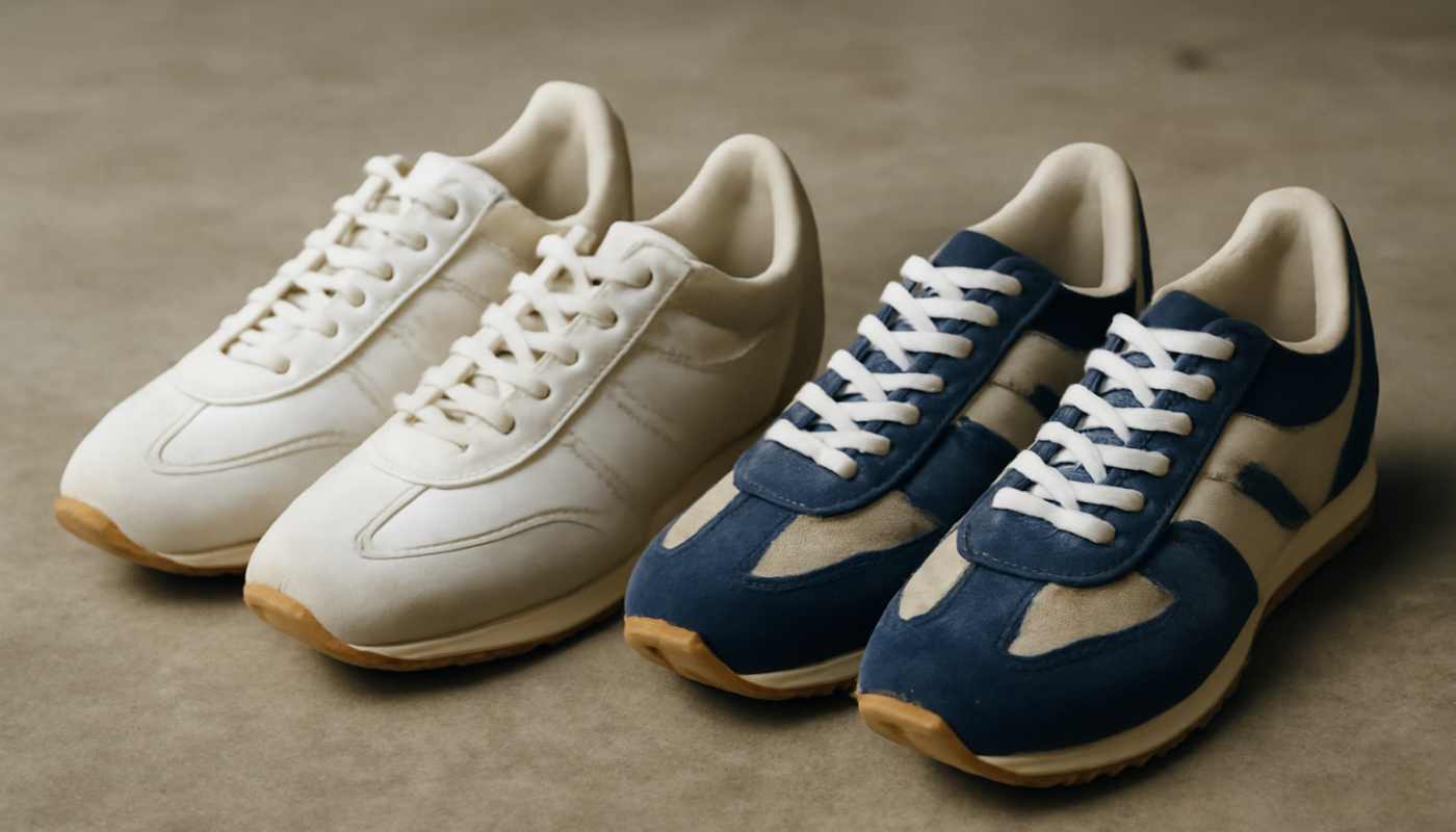 deux paires de sneakers rétro posées côte à côte