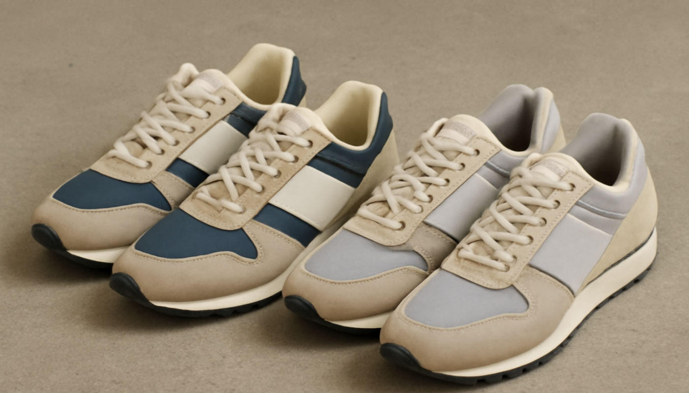 deux paires de sneakers rétro comparées côte à côte
