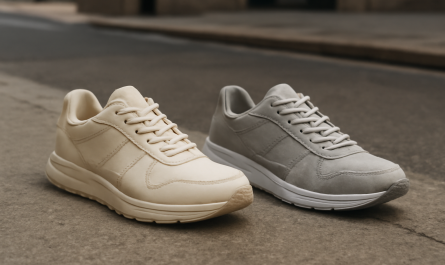 deux paires de sneakers modernes comparées sur sol urbain