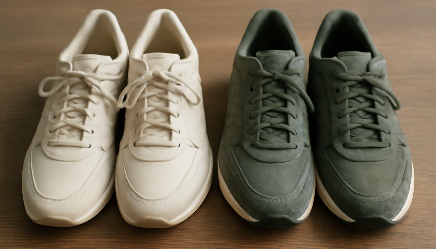 deux paires de sneakers comparées sur une table