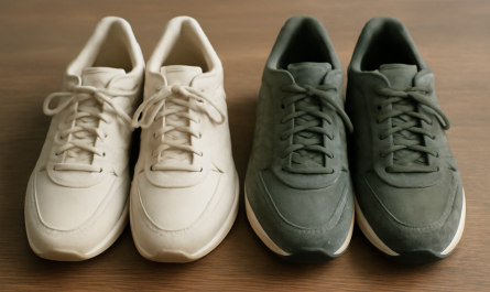 deux paires de sneakers comparées sur une table
