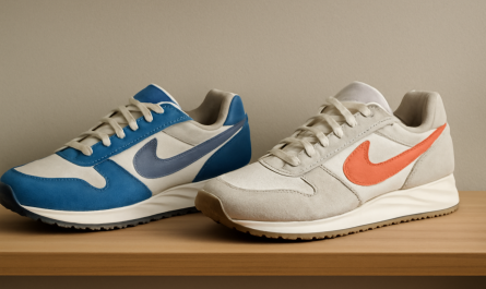 deux paires de sneakers rétro comparées sur une étagère