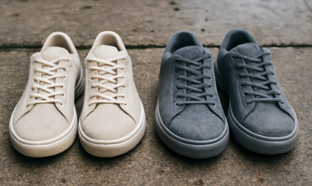deux paires de sneakers comparées sur sol urbain