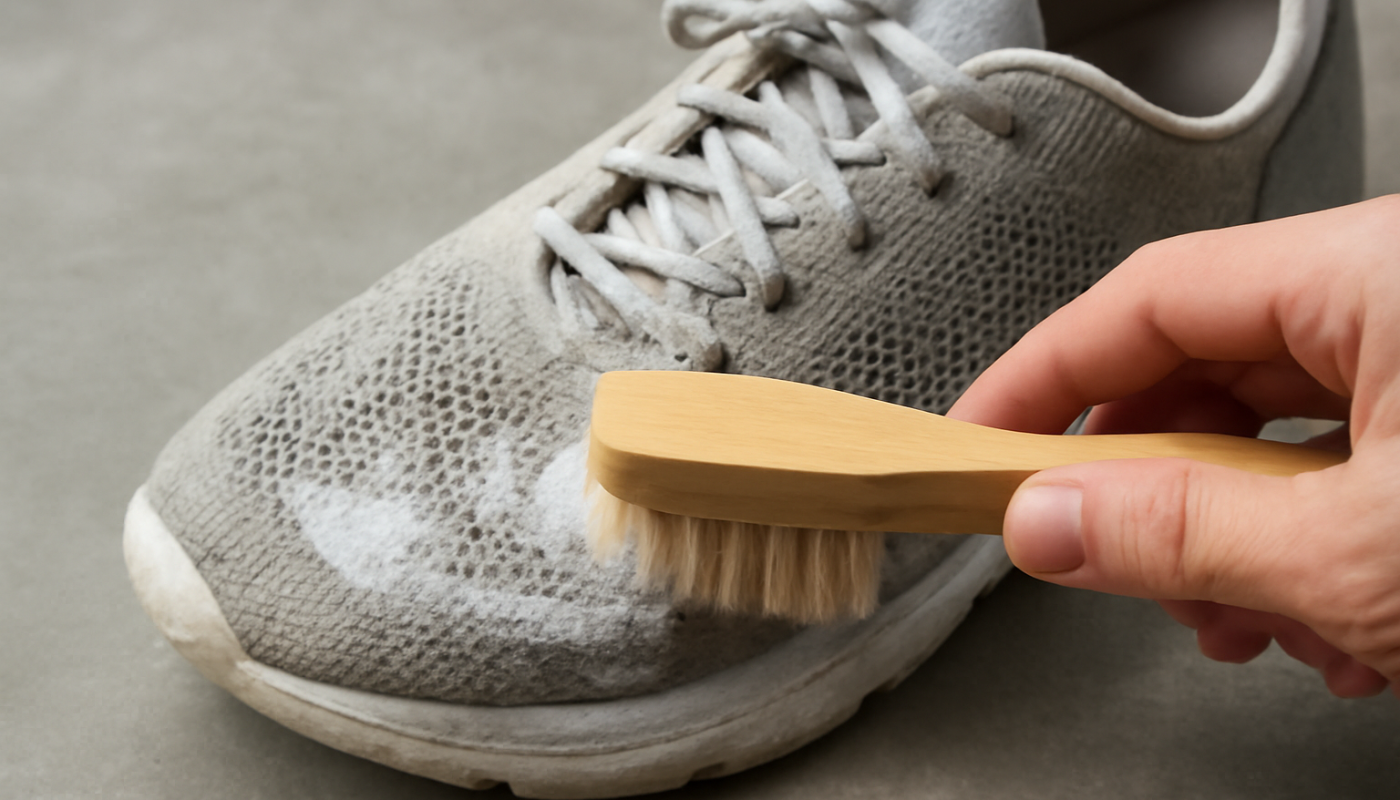 nettoyage de sneakers mesh avec brosse souple