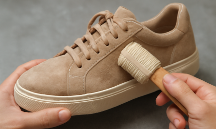 nettoyage de sneakers en daim avec brosse spéciale