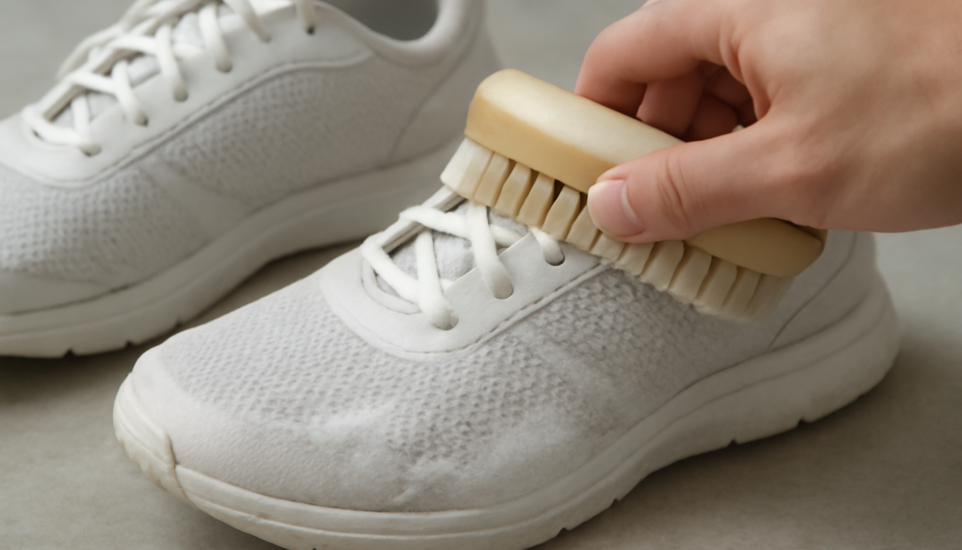 nettoyage de sneakers mesh avec brosse douce