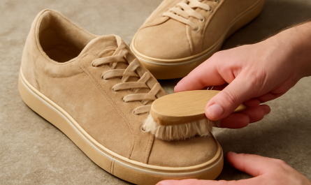 nettoyage de sneakers en daim avec brosse douce