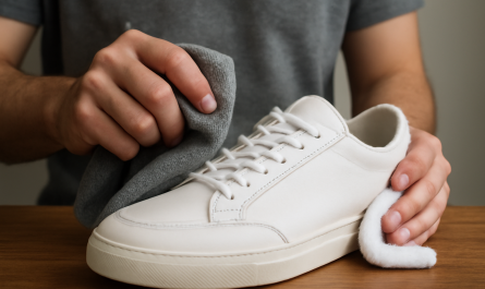 nettoyage de sneakers avec tissu technique et chiffon