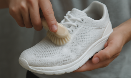 nettoyage de sneakers en mesh avec brosse souple