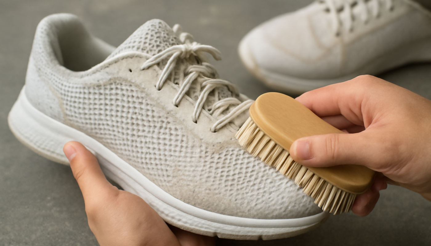 nettoyage de sneakers mesh avec brosse douce