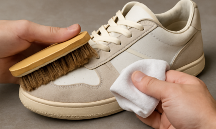 nettoyage de sneakers avec tissu et cuir à la brosse douce