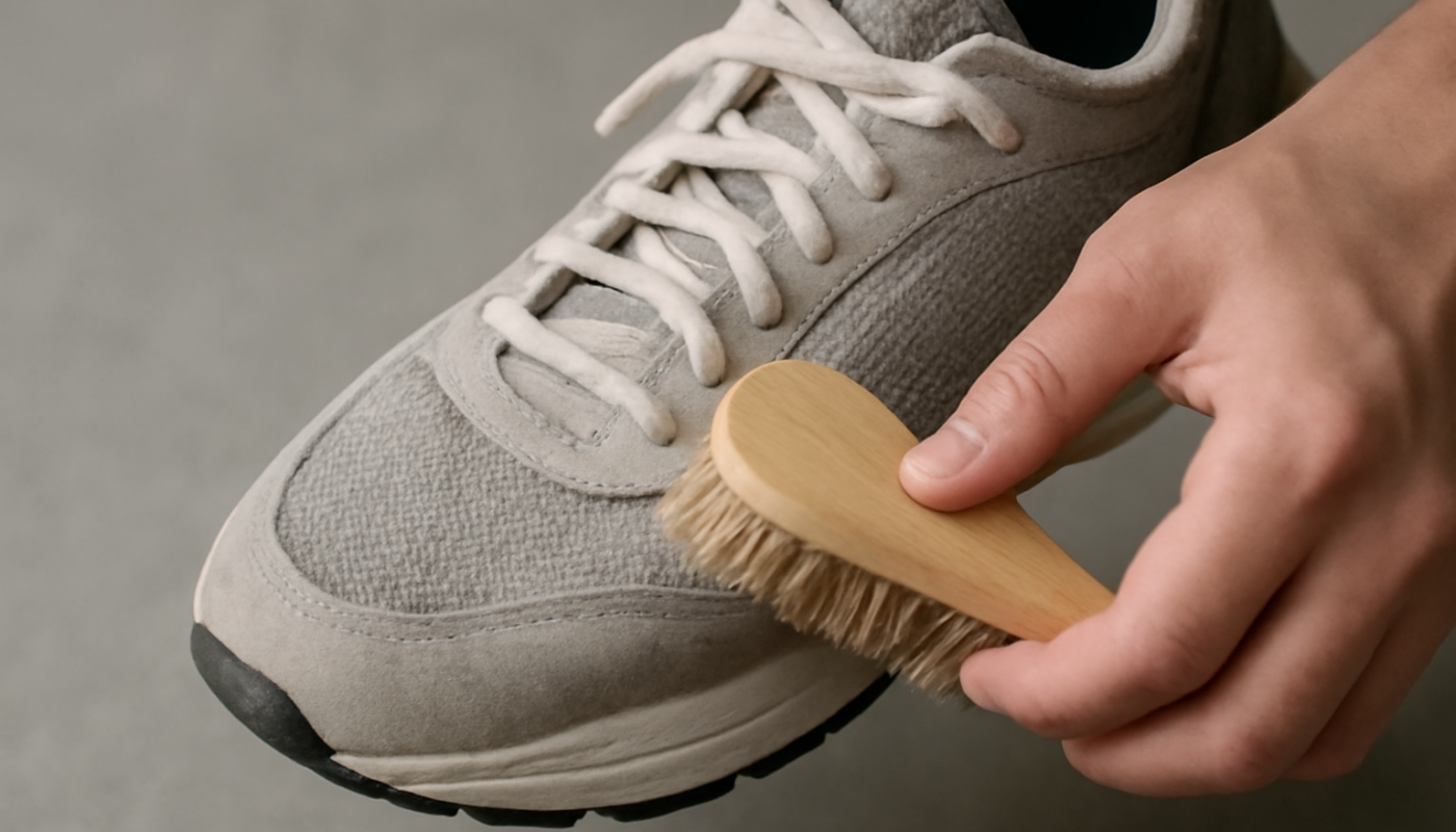 nettoyage de sneakers mesh avec brosse douce