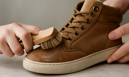 nettoyage de sneakers montantes en nubuck avec brosse