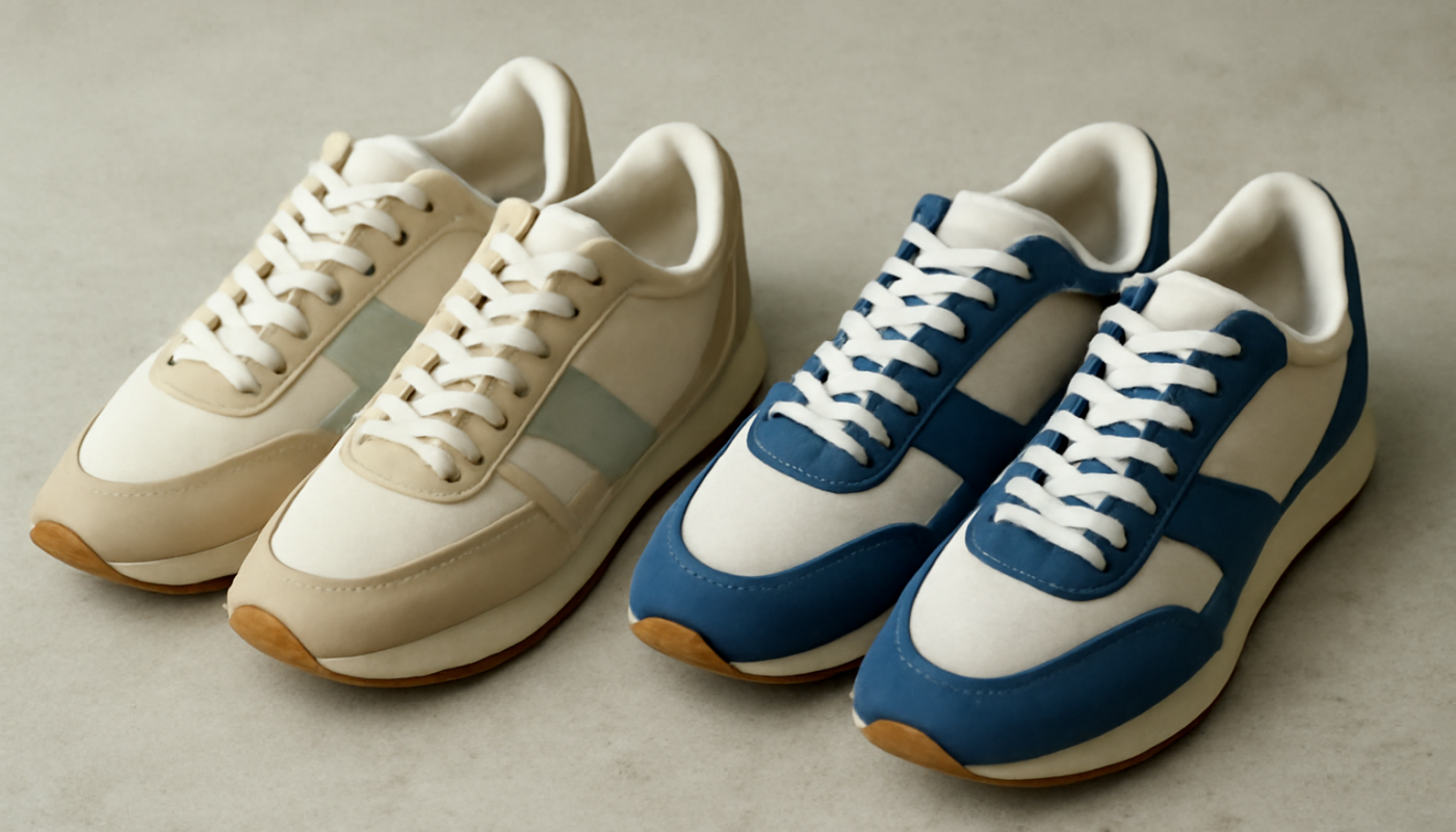 deux paires de sneakers rétro posées côte à côte