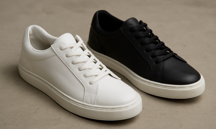 sneakers blanches et noires posées côte à côte