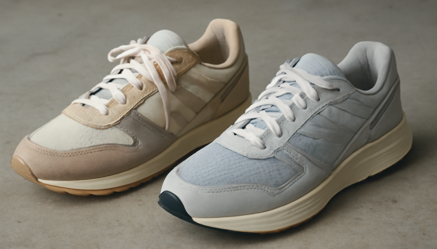 sneakers rétro et modernes posées côte à côte