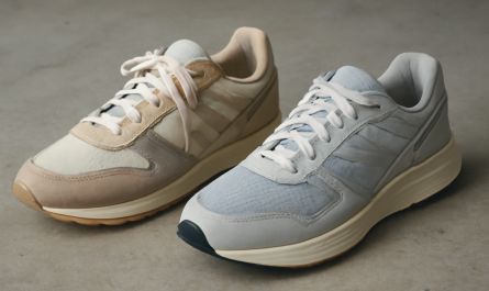 sneakers rétro et modernes posées côte à côte