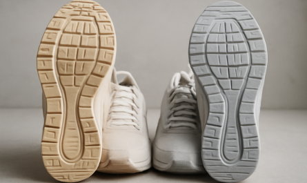 deux paires de sneakers avec semelle visible comparées