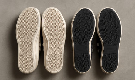 deux paires de sneakers avec semelle visible comparées
