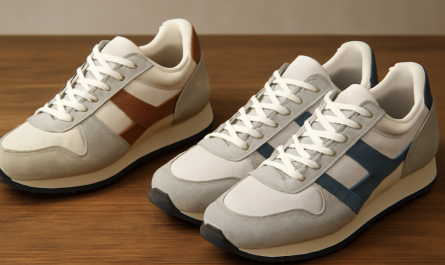 deux paires de sneakers rétro comparées sur table