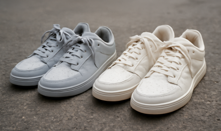 deux paires de sneakers comparées sur sol urbain