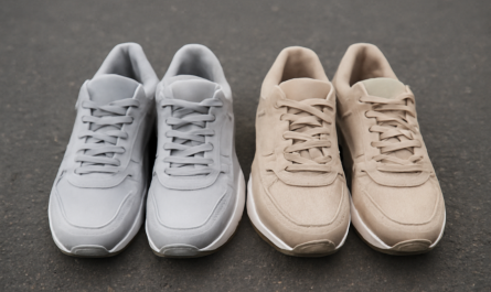 deux paires de sneakers comparées sur sol urbain