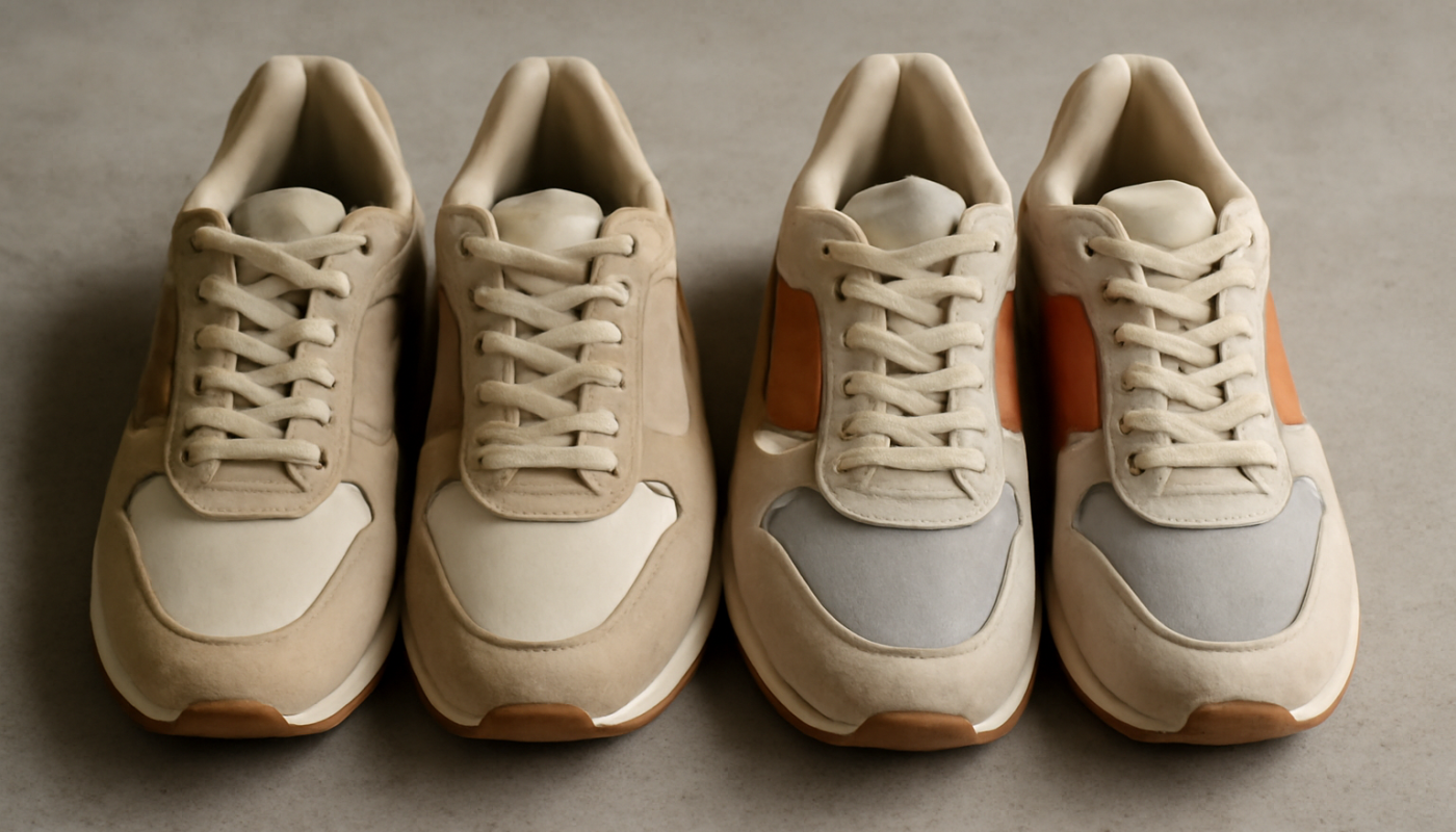 deux paires de sneakers rétro comparées côte à côte