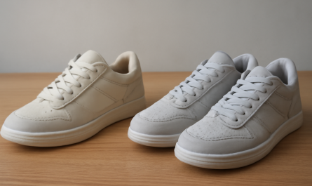 deux paires de sneakers comparées sur table