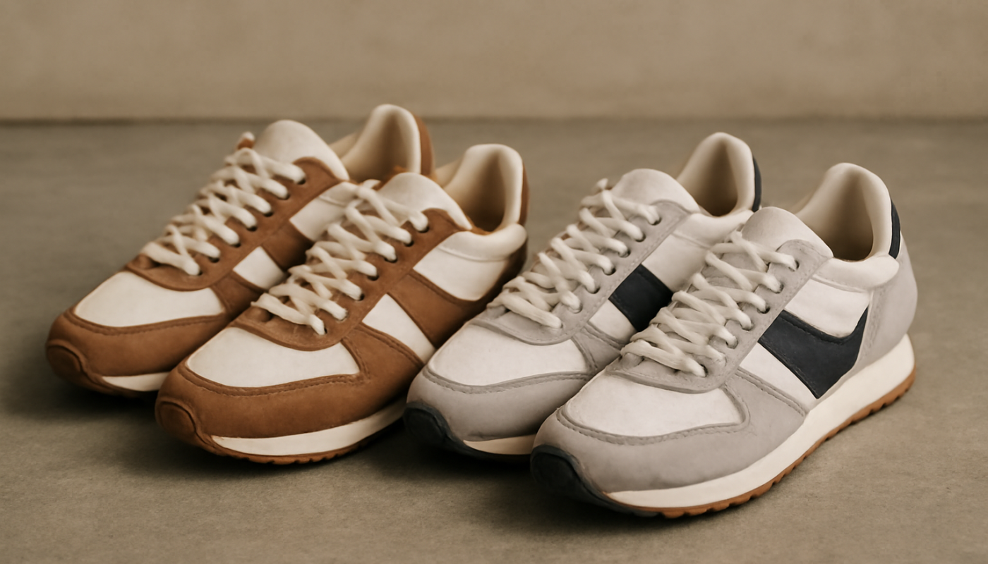 deux paires de sneakers rétro posées côte à côte