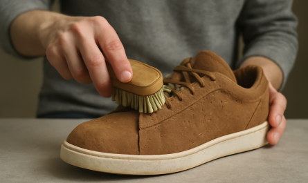 nettoyage de sneakers en daim avec brosse spéciale