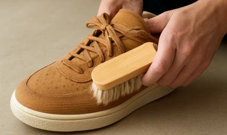 nettoyage de sneakers en daim avec brosse douce