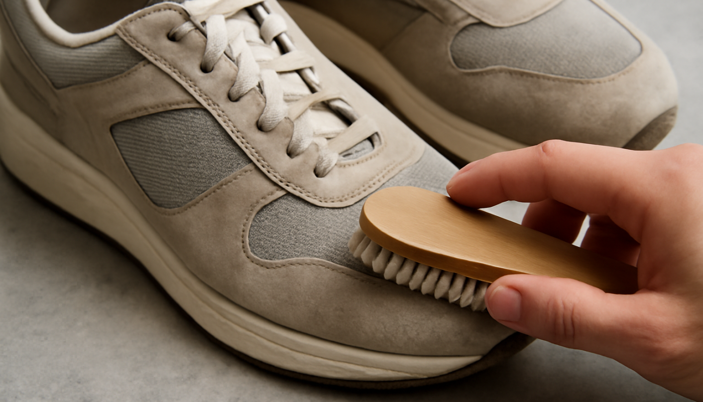 nettoyage de sneakers daim et mesh avec brosse douce