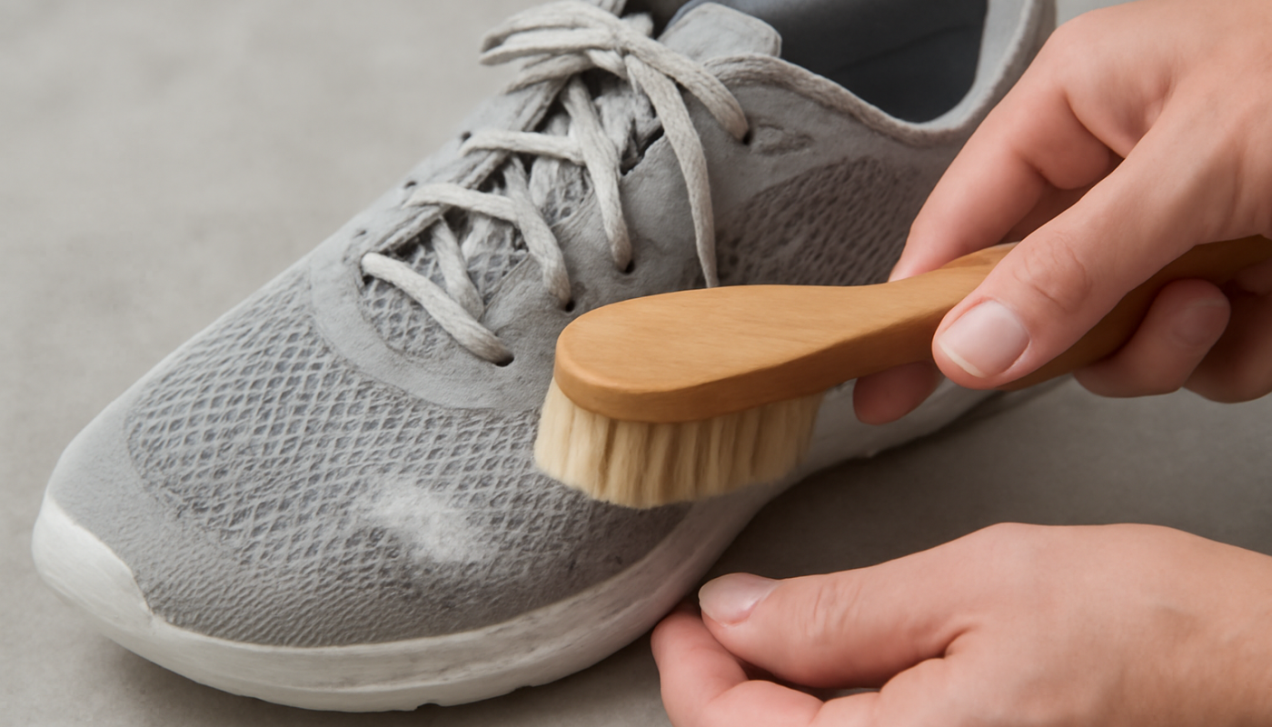 nettoyage de sneakers mesh avec brosse douce