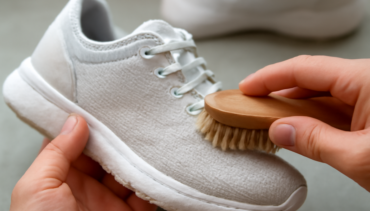 nettoyage de sneakers mesh avec brosse douce