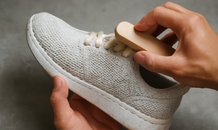 nettoyage de sneakers en mesh avec brosse douce
