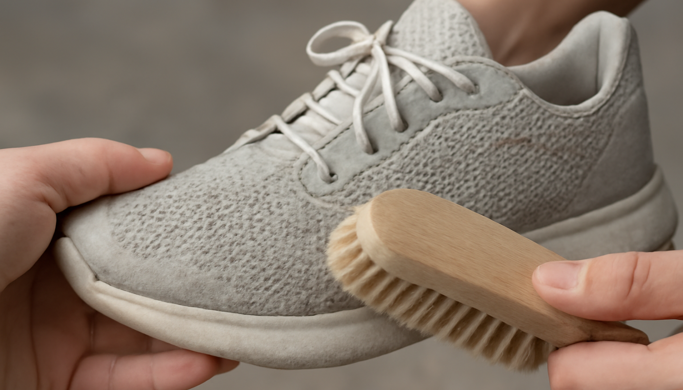 nettoyage de sneakers mesh avec brosse souple