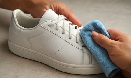 nettoyage de sneakers cuir avec chiffon microfibre