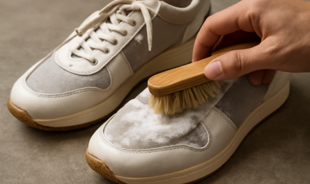nettoyage de sneakers avec cuir et tissu à la brosse
