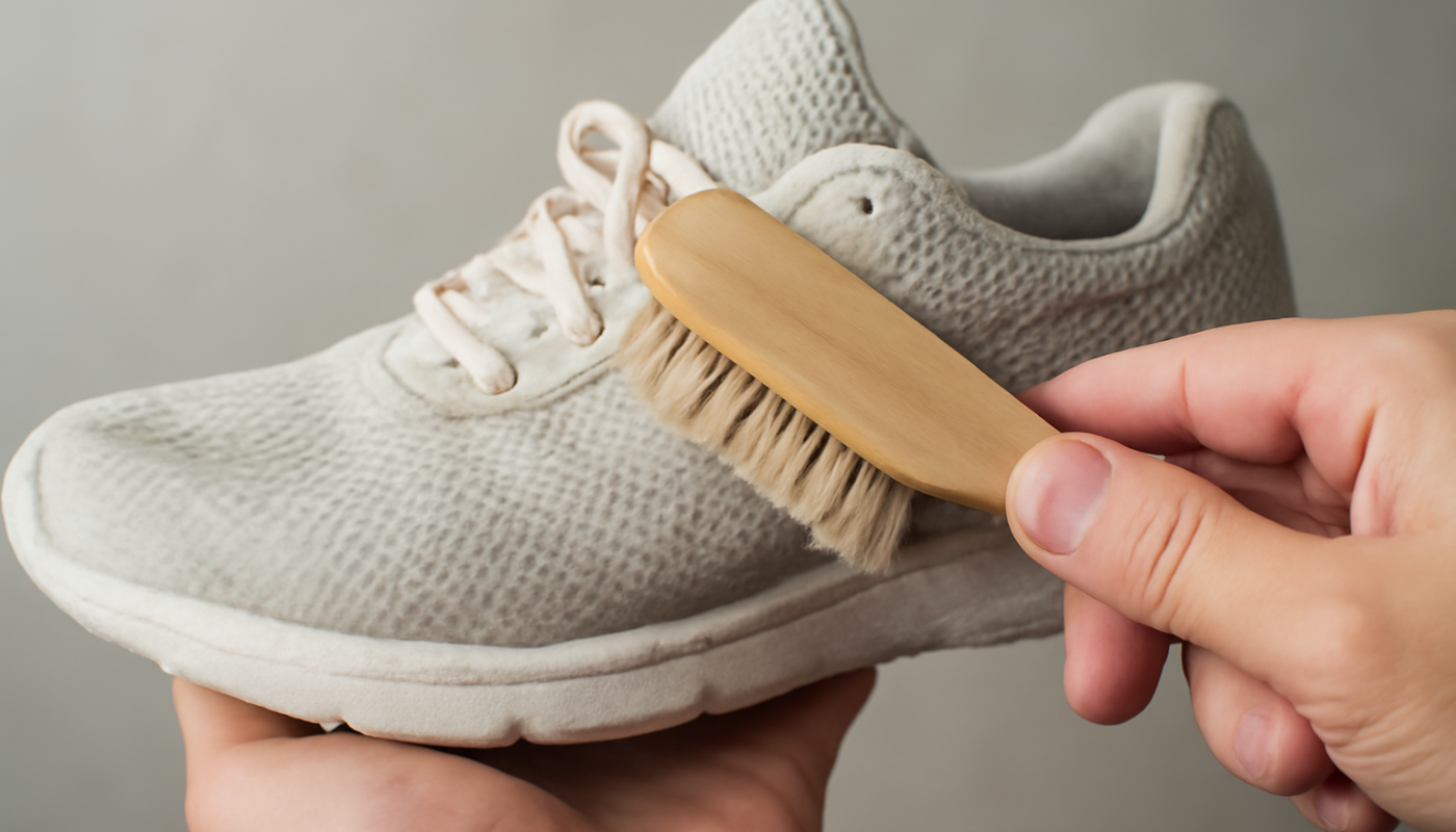 nettoyage de sneakers mesh avec brosse douce