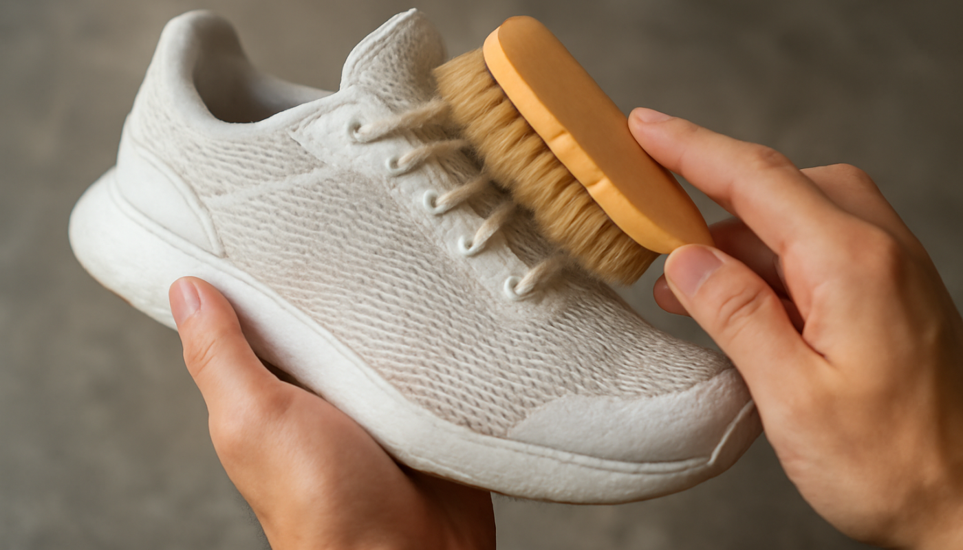 nettoyage de sneakers mesh avec brosse douce