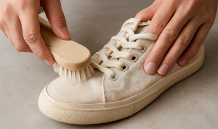 nettoyage de sneakers en tissu avec brosse douce