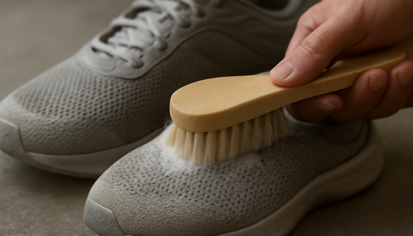 nettoyage de sneakers mesh avec brosse souple