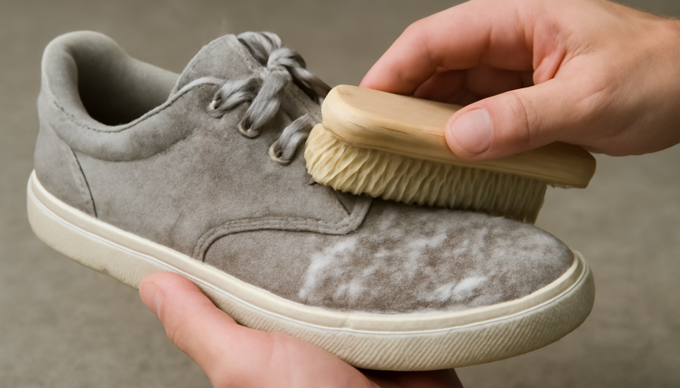 nettoyage de sneakers en tissu avec brosse souple