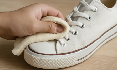 nettoyage de sneakers en tissu avec chiffon doux