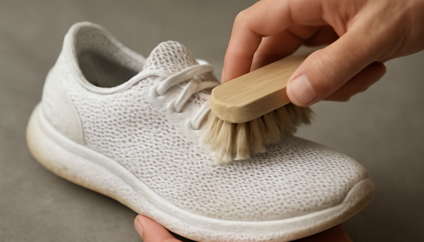 nettoyage de sneakers mesh avec brosse souple