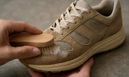nettoyage de sneakers en daim et mesh avec brosse douce