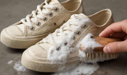 nettoyage de sneakers en toile avec mousse