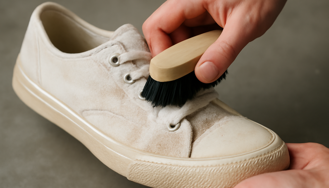 nettoyage de sneakers en tissu avec brosse souple
