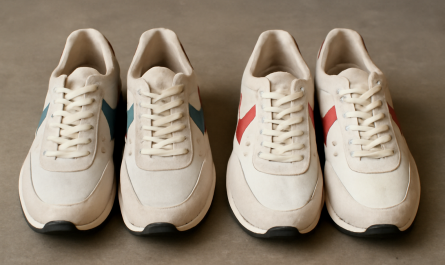 deux paires de sneakers rétro comparées côte à côte